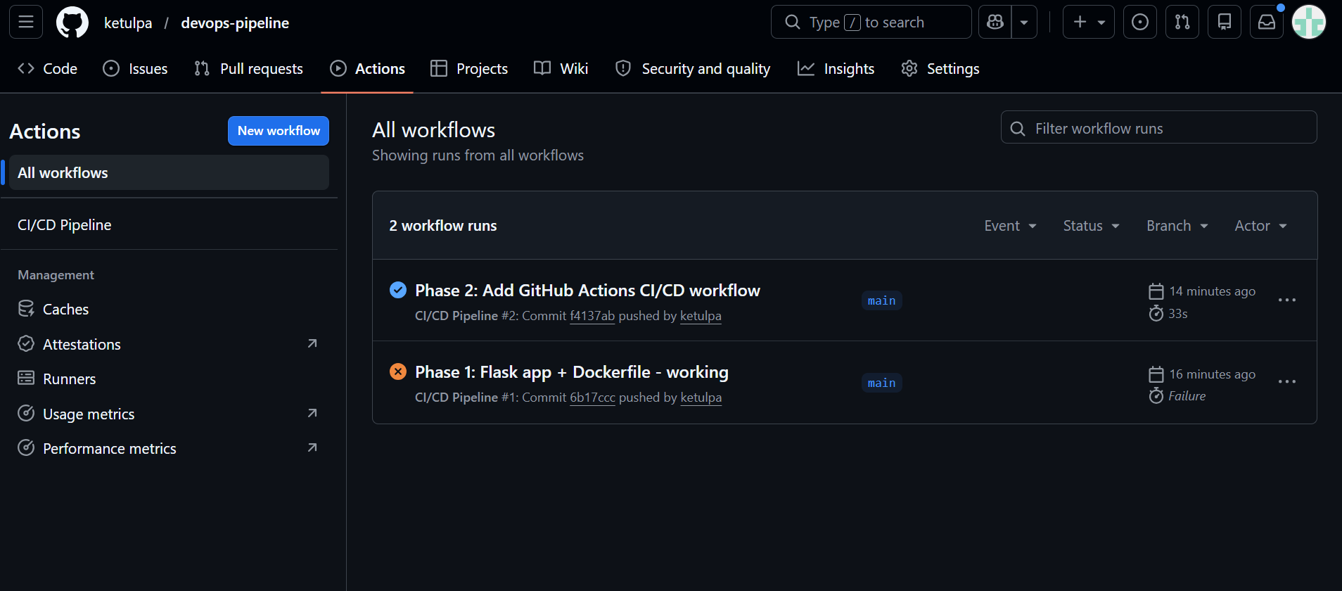 GitHub Actions green pipeline